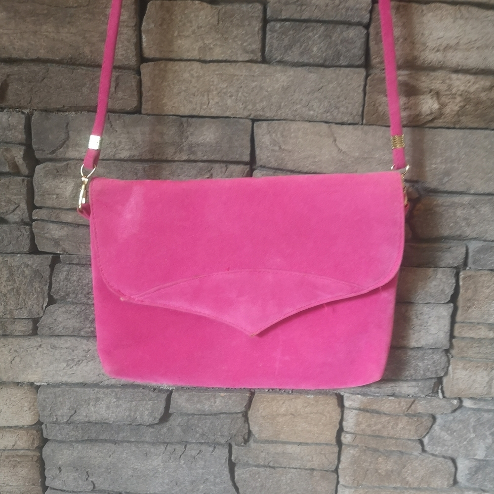 Lady K- Pink Velvet Crossbody Purse